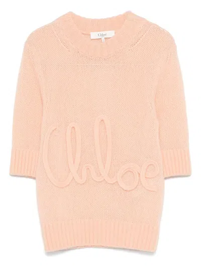 Chloé Chloè Logo Wool Jumper In Pink