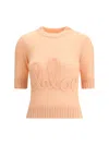 Chloé Logo Wool Sweater In Orange