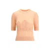 Chloé Wool And Silk Logo-applique Top In Pink