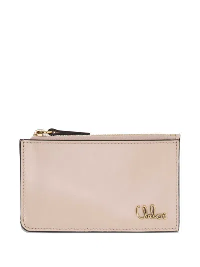 Chloé Logo Zip Wallet In Brown