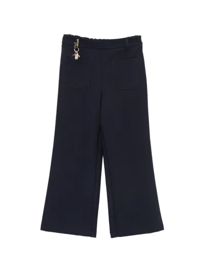 Chloé Kids' Logo-charm Trousers In Blue
