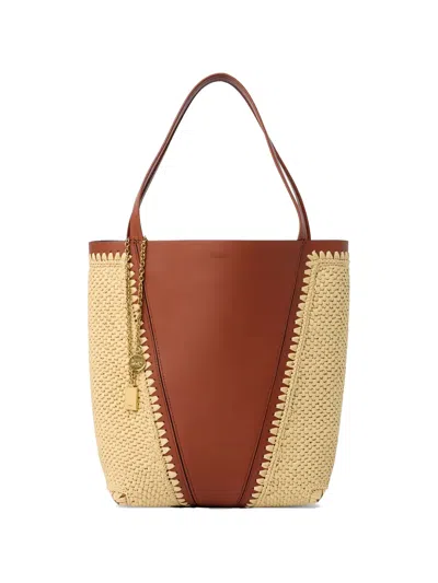 Chloé Logo-detail Charm-detail Tote Bag In Brown