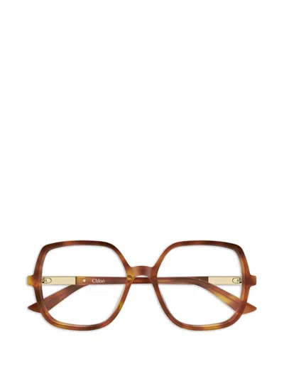 Chloé Logo-detail Glasses In Brown