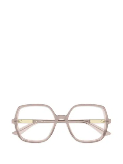 Chloé Logo-detail Glasses In Neutral