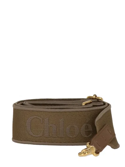 Chloé Logo-embroidered Adjustable Shoulder Strap In Brown