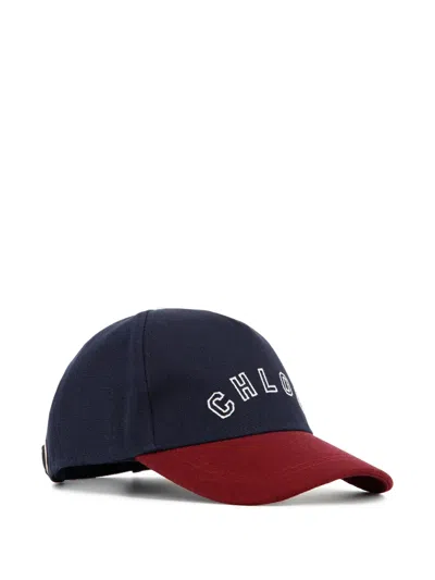 Chloé Kids' Logo-embroidered Baseball Cap In Blue