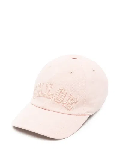 Chloé Logo-embroidered Cap In Pink
