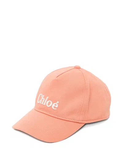 Chloé Kids' Logo-embroidered Hat In Pink
