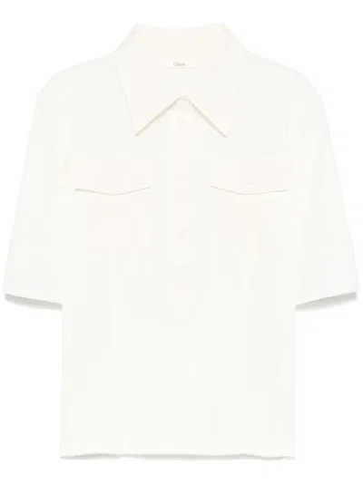 Chloé Logo-embroidered Polo Top In White