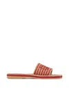 Chloé Womens Pink Striped Raffia Flat Sandals Eur 39 / 6 Uk In Multi