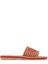 Chloé Womens Pink Striped Raffia Flat Sandals Eur 39 / 6 Uk In Multi