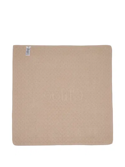 Chloé Logo-knit Cotton Blanket In Neutral