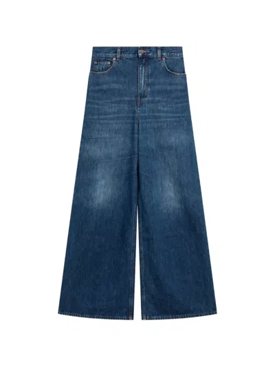 Chloé Flared Jeans In Washed Midnight Blue Denim