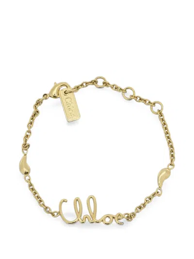 Chloé Logo-plaque Chain Bracelet In Gold