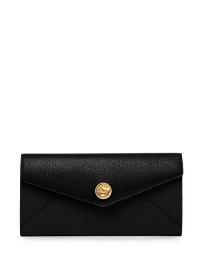 Chloé Logo-plaque Grained Leather Wallet In Black
