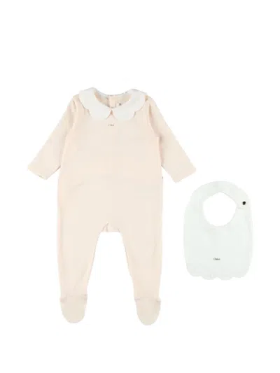 Chloé Logo-print Babygrow Set In Multi