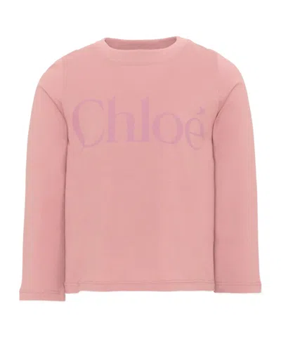 Chloé Logo-print Long-sleeve T-shirt In Pink