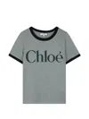 Chloé Logo-print Ringer T-shirt In Brown