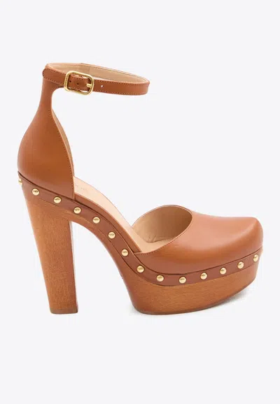 Chloé Lola 130 Studded Leather Platform Pumps In Multi