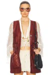 Shop Chloé Long Belted Utilitarian Waistcoat