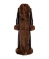 Chloé Lamb Shearling-trim Shiny Leather Long Coat In Brown