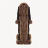 Chloé Lamb Shearling-trim Shiny Leather Long Coat In Burgundy