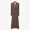 Chloé Manteau Long Croisé En Laine À Carreaux Femme Brun Taille 42 100% Laine Vierge, Horn Bubalus Bubalis