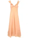 Chloé Long Dress Crepe De Chine Dresses Beige In Orange