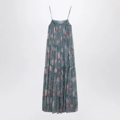 Chloé Long Dress With Floral Print In Blue