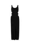 Chloé Cutout Crinkled Silk-linen Knit Maxi Dress In Black