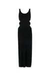 Chloé Cutout Crinkled Silk-linen Knit Maxi Dress In Black