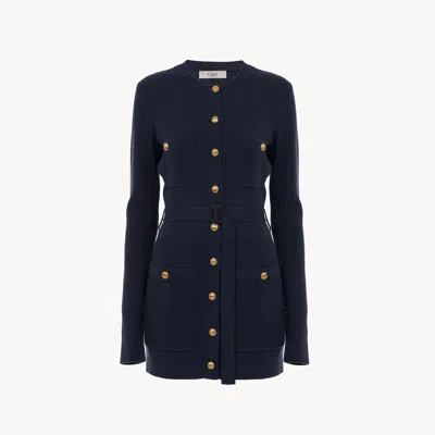 CHLOÉ LONG FITTED CARDIGAN IN WOOL KNIT BLUE SIZE S 81% WOOL, 19% VISCOSE