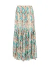 Chloé Pleated Tiered Floral-print Silk-chiffon Maxi Skirt