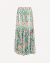 Chloé Pleated Tiered Floral-print Silk-chiffon Maxi Skirt