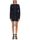 Chloé Cardigan Ajusté Utilitaire En Maille De Laine Femme Bleu Taille S 81% Laine, 19% Viscose In Blue