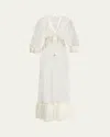 Chloé Long Lace Ruffled Drawstring Dress