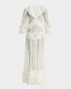 Chloé Long Lace Ruffled Drawstring Dress