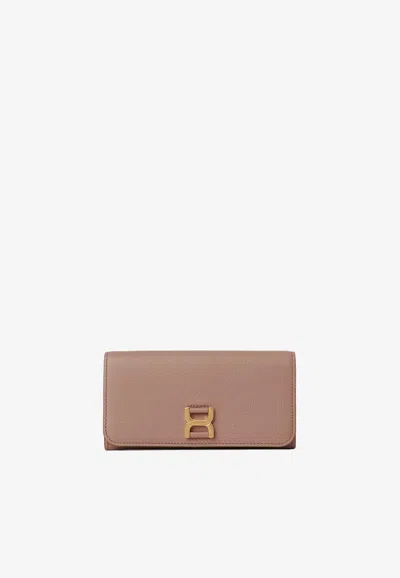 Chloé Long Marcie Wallet In Calf Leather In Beige