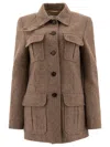 Chloé Long Officer Jacket In Herringbone Boyish Wool Jackets In Brown