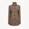 Chloé Long Officer Jacket In Herringbone Wool