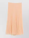 Chloé Long Pleated Silk Skirt With Ruffled Hem In Pink