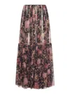 Chloé Sheer Overlay Tiered Floral Skirt In Black