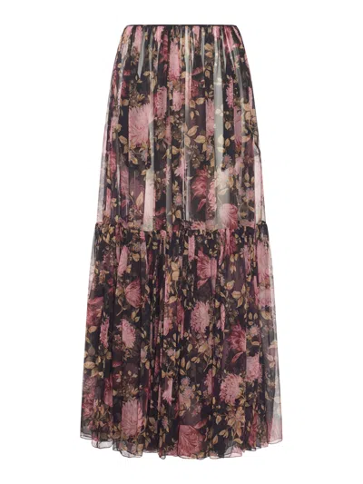 CHLOÉ LONG PRINTED SILK SKIRT