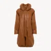 Chloé Long Puffer Coat In Leather In Brown