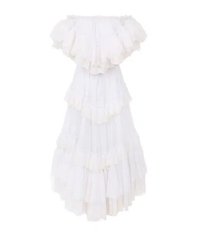 Chloé Long Ruffled Dress In White