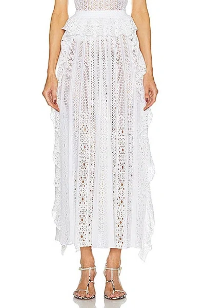 Chloé Long Ruffled Skirt In Iconic Milk