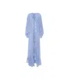 Chloé Robe Cape Longue Volantée En Mousseline De Soie Femme Bleu Taille 38 100% Soie In Blue
