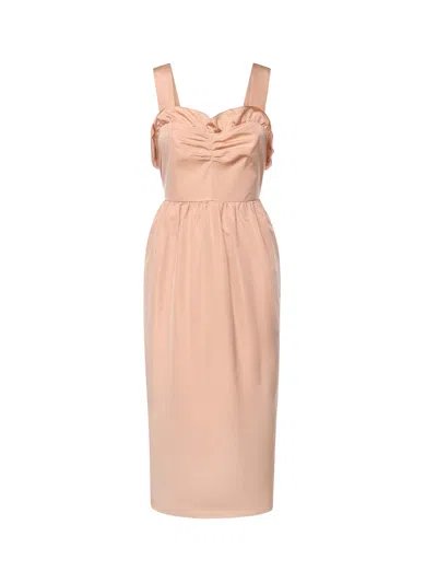 Chloé Long Silk Blend Dress In Pink