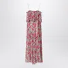 Chloé Chloe Floral Print Ruffled Silk-chiffon Maxi Dress In Pink