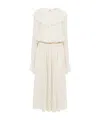 Chloé Gathered Long Dress In Silk Crêpon White Size 6 100% Silk, Pinctada Maxima, Farmed, Coo Australia In White